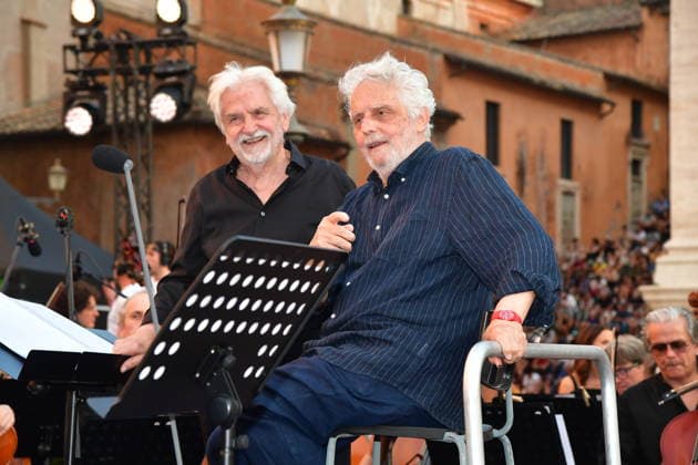 IPA86455612 - Rome, Piazza del Campidoglio: Nicola Piovani’s Tribute Concert to Ennio Morricone. Pictured: Nicola Piovani and Luigi Lanzillotta  Copyright: xVincenzoxLandix xVincenzoxLandix 86455612
