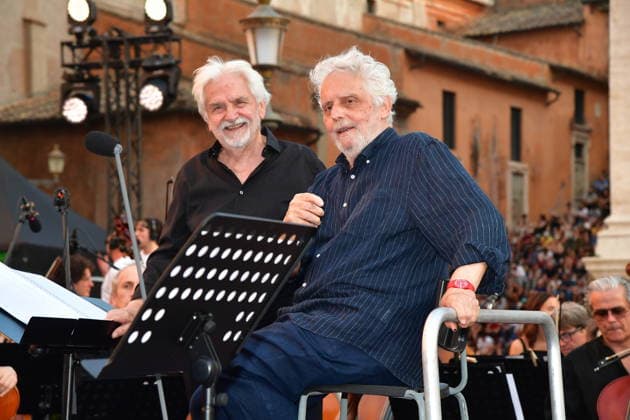 IPA86455613 - Rome, Piazza del Campidoglio: Nicola Piovani’s Tribute Concert to Ennio Morricone. Pictured: Nicola Piovani and Luigi Lanzillotta  Copyright: xVincenzoxLandix xVincenzoxLandix 86455613