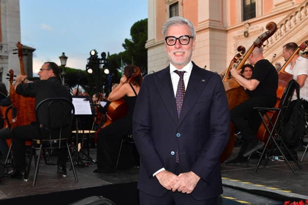 IPA86455656 - Rome, Piazza del Campidoglio: Nicola Piovani’s Tribute Concert to Ennio Morricone. Pictured: Federico Mollicone  Copyright: xVincenzoxLandix xVincenzoxLandix 86455656