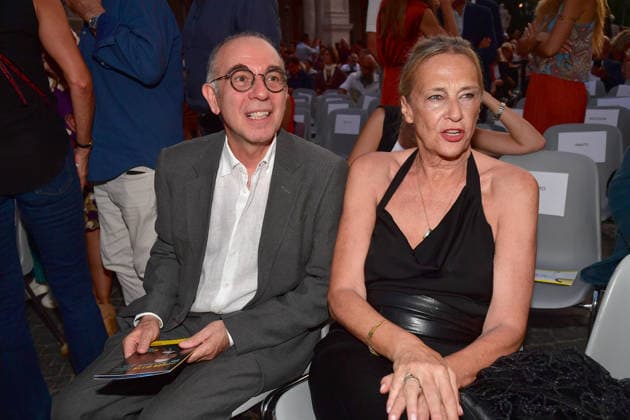 IPA86455696 - Rome, Piazza del Campidoglio: Nicola Piovani’s Tribute Concert to Ennio Morricone. Pictured: Giuseppe Tornatore and Roberta Pacetti  Copyright: xVincenzoxLandix xVincenzoxLandix 86455696