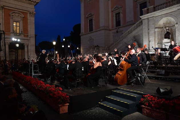 IPA86455790 - Rome, Piazza del Campidoglio: Nicola Piovani’s Tribute Concert to Ennio Morricone. Pictured: Nicola Piovani  Copyright: xVincenzoxLandix xVincenzoxLandix 86455790