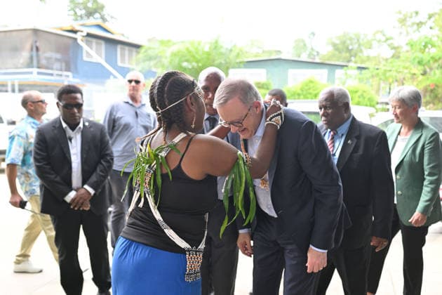 ANTHONY ALBANESE PACIFIC ISLANDS VISIT, Australia™s Prime Minister Anthony Albanese visits the newly built Naha Birthing and Urban Health Centre in Honiara, Solomon Islands, Tuesday, July 7, 2026. ( NO ARCHIVING HONIARA SOLOMON ISLANDS  Copyright: xMICKxTSIKASx 20260707176738100751