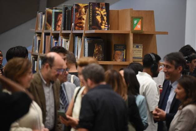 Grand Egyptian Museum Opens New Research Library in Giza CAIRO, Egypt July 6, 2026: Visitors and officials attend the official opening of the Grand Egyptian Museum (GEM) Library in Giza, Egypt, July 6, 2026. The library, established in cooperation with the French Government, houses approximately 17,000 books and volumes specializing in Egyptology, archaeology, history, museum studies, conservation and cultural heritage. Designed to serve researchers, academics and museum professionals, the library forms part of the Grand Egyptian Museum s educational and research facilities. Giza Egypt Copyright: x xMahmoudxAhmedxabdxelghanyx xJNAxPressx
