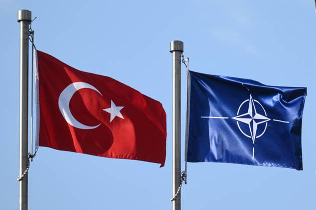 Ahead of 36th NATO Summit in Ankara ANKARA, TURKIYE - JULY 07: A view of the Turkish flag and the NATO flag at ATO Congresium, where a part of 36th NATO Heads of State and Government Summit will be held in Ankara, Turkiye, on July 07, 2026. Akin Celiktas Anadolu Ankara Turkey. Editorial use only. Please get in touch for any other usage.  Copyright: x2026xAnadoluxAkinxCeliktasx