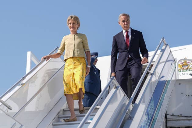 NATO Heads of State and Government Summit in Ankara ANKARA, TURKIYE - JULY 07: Canadian Prime Minister Mark Carney (R) and his wife, Diana Fox Carney (L), arrive at Ankara Airport to attend the 36th NATO Heads of State and Government Summit in Ankara, Turkiye, on July 07, 2026. Osmancan Gurdogan Anadolu Ankara Turkey. Editorial use only. Please get in touch for any other usage.  Copyright: x2026xAnadoluxOsmancanxGurdoganx