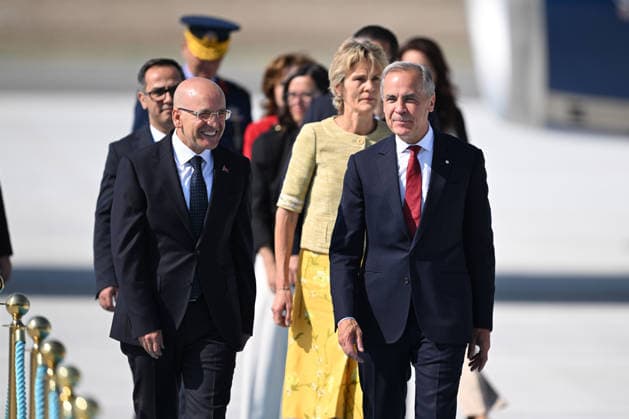 NATO Heads of State and Government Summit in Ankara ANKARA, TURKIYE - JULY 07: Canadian Prime Minister Mark Carney (R) is welcomed by Turkish Treasury and Finance Minister Mehmet Simsek (L) upon his arrival at Ankara Airport to attend the 36th NATO Heads of State and Government Summit in Ankara, Turkiye, on July 07, 2026. Muhammed Abdullah Kurtar Anadolu Ankara Turkey. Editorial use only. Please get in touch for any other usage.  Copyright: x2026xAnadoluxMuhammedxAbdullahxKurtarx