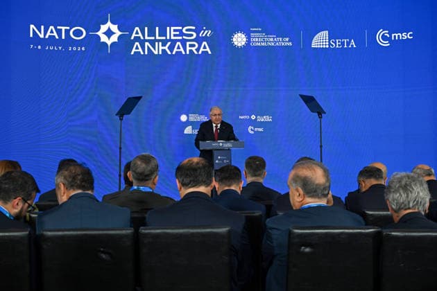 Ankara in Allies official event for 2026 NATO Summit ANKARA, TURKIYE - JULY 7: Turkish Minister of National Defense Yasar Guler makes a speech during the Ankara in Allies official event hub for the 2026 NATO Summit, co-hosted by the Munich Security Conference and the SETA Foundation, in Ankara, Turkiye on July 7, 2026. Ozkan Bilgin Anadolu Ankara Turkey. Editorial use only. Please get in touch for any other usage.  Copyright: x2026xAnadoluxOzkanxBilginx