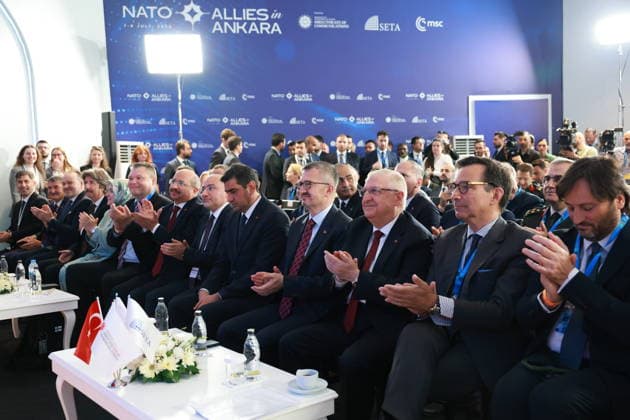 Allies in Ankara program held as part of NATO Summit in Ankara ANKARA, TURKIYE - JULY 07: Turkish National Defense Minister Yasar Guler and Turkish Communications Director Burhanettin Duran attend the Allies in Ankara program, organized jointly by the Republic of Turkiye Directorate of Communications , the Munich Security Conference (MSC), and the Foundation for Political, Economic and Social Research (SETA), as part of the 36th NATO Heads of State and Government Summit in Ankara, Turkiye, on July 07, 2026. Aytug Can Sencar Anadolu Ankara Turkey. Editorial use only. Please get in touch for any other usage.  Copyright: x2026xAnadoluxAytugxCanxSencarx