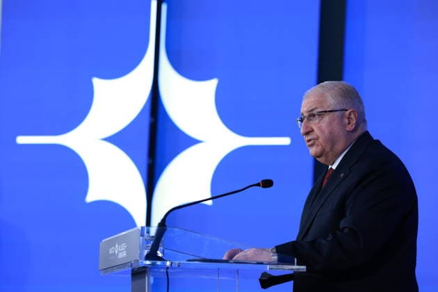 Allies in Ankara program held as part of NATO Summit in Ankara ANKARA, TURKIYE - JULY 07: Turkish National Defense Minister Yasar Guler delivers a speech during the Allies in Ankara program, organized jointly by the Republic of Turkiye Directorate of Communications , the Munich Security Conference (MSC), and the Foundation for Political, Economic and Social Research (SETA), as part of the 36th NATO Heads of State and Government Summit in Ankara, Turkiye, on July 07, 2026. Aytug Can Sencar Anadolu Ankara Turkey. Editorial use only. Please get in touch for any other usage.  Copyright: x2026xAnadoluxAytugxCanxSencarx