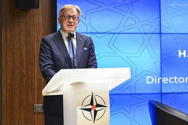 Opening session of the NATO Summit Dialogues event in Ankara ANKARA, TURKIYE - JULY 7: The President of the Centre for Economics and Foreign Policy Studies (EDAM), Retired Ambassador Tacan Ildem, delivers an opening speech at a podium, during the opening session of the NATO Summit Dialogues event in Ankara, Turkiye, on July 7, 2026. Organized jointly by the Turkish Atlantic Council (ATA Turkiye) and the Hariciye Foreign Policy and Security Research Center, the event commenced with Georgiou s address targeting key security and foreign policy discussions aligned with the broader NATO framework. Fatma Nur Arslan Anadolu Ankara Turkey. Editorial use only. Please get in touch for any other usage.  Copyright: x2026xAnadoluxFatmaxNurxArslanx