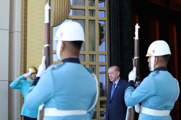 Recep Tayyip Erdogan - Mark Carney meeting in Ankara ANKARA, TURKIYE - JULY 7: (----EDITORIAL USE ONLY MANDATORY CREDIT - TURKISH PRESIDENCY MUSTAFA KAMACI HANDOUT - NO MARKETING NO ADVERTISING CAMPAIGNS - DISTRIBUTED AS A SERVICE TO CLIENTS----) Turkish President Recep Tayyip Erdogan welcomes Canadian Prime Minister Mark Carney at the Presidential Complex, on July 7, 2026, in Ankara, Turkiye. TUR Presidency Mustafa Kamaci Anadolu Ankara Turkey. Editorial use only. Please get in touch for any other usage.  Copyright: x2026xAnadoluxTURxPresidency xMustafaxKamacix