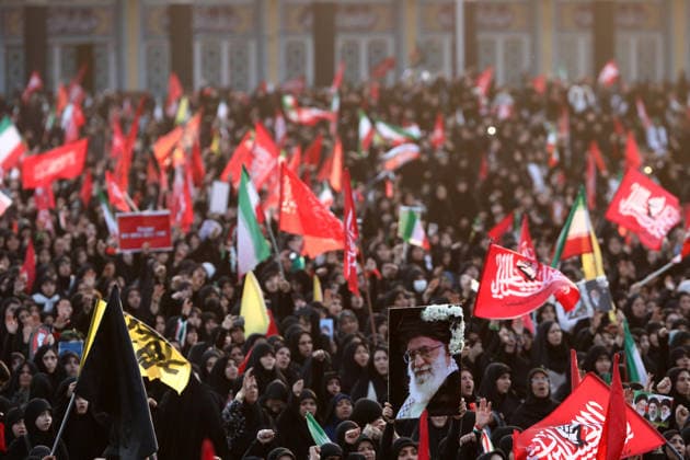 Farewell ceremony for former Iranian Supreme Leader Khamenei in Qom QOM, IRAN - JULY 07: ( RESTRICTIONS: NO Access Israel Media Persian Language TV Stations Outside Iran Strictly No Access BBC Persian VOA Persian Manoto TV Iran International TV ) Millions of Iranians, carrying flags and posters, gather from the early hours of the morning to attend farewell ceremony for the country s former Supreme Leader, Ali Khamenei, who was killed in the U.S.-Israeli attacks, in Qom, Iran, on July 07, 2026. Stringer Anadolu Qom Iran. Editorial use only. Please get in touch for any other usage.  Copyright: x2026xAnadoluxStringerx
