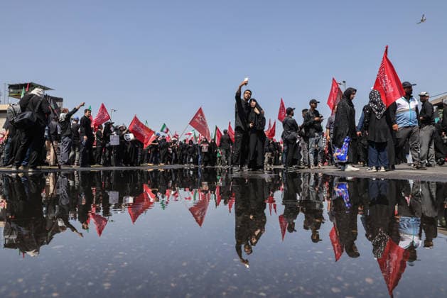 Ayatollah Ali Khamenei Mourners Massive crowds flooded the streets of Tehran stretching from Azadi Square as millions participated in the state funeral procession for the late Supreme Leader Ayatollah Ali Khamenei. Mourners accompanied the flag-draped coffins, calling for justice and revenge following the February 28 strikes  Copyright: xJackxHillx NINTCHDBPICT001093586000