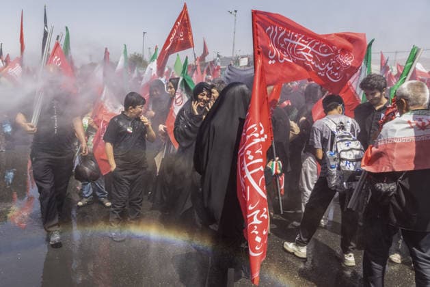 Ayatollah Ali Khamenei Mourners Massive crowds flooded the streets of Tehran stretching from Azadi Square as millions participated in the state funeral procession for the late Supreme Leader Ayatollah Ali Khamenei. Mourners accompanied the flag-draped coffins, calling for justice and revenge following the February 28 strikes  Copyright: xJackxHillx NINTCHDBPICT001093586001
