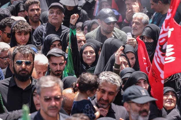 Ayatollah Ali Khamenei Mourners Massive crowds flooded the streets of Tehran stretching from Azadi Square as millions participated in the state funeral procession for the late Supreme Leader Ayatollah Ali Khamenei. Mourners accompanied the flag-draped coffins, calling for justice and revenge following the February 28 strikes  Copyright: xJackxHillx NINTCHDBPICT001093573906