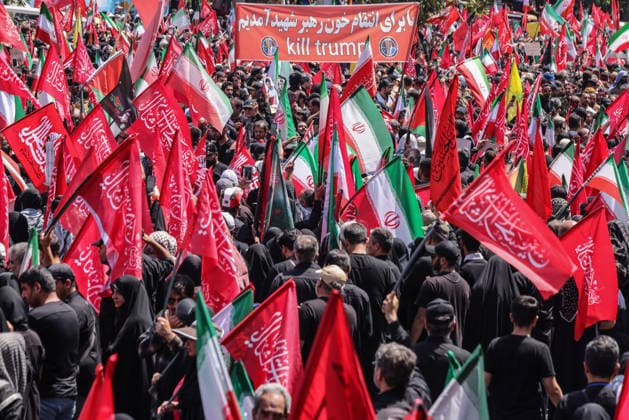 Ayatollah Ali Khamenei Mourners Massive crowds flooded the streets of Tehran stretching from Azadi Square as millions participated in the state funeral procession for the late Supreme Leader Ayatollah Ali Khamenei. Mourners accompanied the flag-draped coffins, calling for justice and revenge following the February 28 strikes  Copyright: xJackxHillx NINTCHDBPICT001093576735