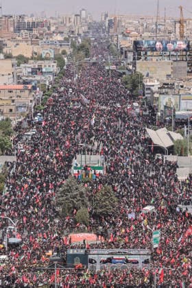 Ayatollah Ali Khamenei Mourners Massive crowds flooded the streets of Tehran stretching from Azadi Square as millions participated in the state funeral procession for the late Supreme Leader Ayatollah Ali Khamenei. Mourners accompanied the flag-draped coffins, calling for justice and revenge following the February 28 strikes  Copyright: xJackxHillx NINTCHDBPICT001093585759