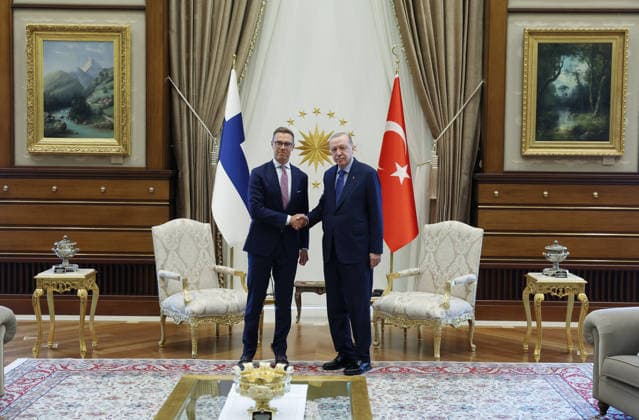 Recep Tayyip Erdogan - Alexander Stubb meeting in Ankara ANKARA, TURKIYE - JULY 7: (----EDITORIAL USE ONLY MANDATORY CREDIT - TURKISH PRESIDENCY MURAT KULA HANDOUT - NO MARKETING NO ADVERTISING CAMPAIGNS - DISTRIBUTED AS A SERVICE TO CLIENTS----) Turkish President Recep Tayyip Erdogan welcomes Finnish President Alexander Stubb at the Presidential Complex, on July 7, 2026, in Ankara, Turkiye. TUR Presidency Murat Kula Handout Anadolu Ankara Turkey. Editorial use only. Please get in touch for any other usage.  Copyright: x2026xAnadoluxTURxPresidency xMuratxKulax xHandoutx