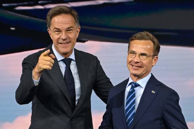 NATO Heads of State and Government Summit in Ankara ANKARA, TURKIYE - JULY 7: NATO Secretary General Mark Rutte (L) and Prime Minister of Sweden Ulf Kristersson (R) attend the Defence Industry Forum, which opened the 36th NATO Heads of State and Government Summit in Ankara, Turkiye, on July 7, 2026. Ismail Aslandag Anadolu Ankara Turkey. Editorial use only. Please get in touch for any other usage.  Copyright: x2026xAnadoluxIsmailxAslandagx