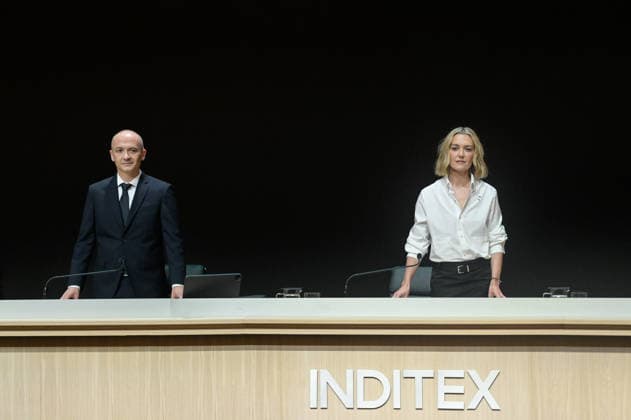 Inditex Annual Shareholders Meeting at the Arteixo headquarters Inditex s non-executive chairwoman, Marta Ortega, and Inditex CEO Óscar García Maceiras, during the Inditex Group’s Annual General Shareholders’ Meeting on July 7, 2026, in Arteixo, A Coruna, Galicia, Spain. The corporate and financial meeting brings together top executives, board members, and shareholders to vote on the annual financial statements, ratify the excellent financial results of the previous fiscal year, approve the dividend distribution, and analyze the expansion and sustainable innovation plan for its global brands. JULY 7, 2026 A. M. A Coruna, Galicia A Coruna, Galicia, Spain  Copyright: xM.xDylanx 7651206