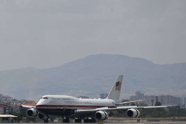 United States President Donald Trump arrives in Ankara ANKARA, TURKIYE - JULY 7: A view of the aircraft carrying United States President Donald Trump lands at Ankara Airport during his official visit ahead of the 36th NATO Heads of State and Government Summit in Ankara, Turkiye, on July 7, 2026. Abdullah Guclu Anadolu Ankara Turkey. Editorial use only. Please get in touch for any other usage.  Copyright: x2026xAnadoluxAbdullahxGuclux