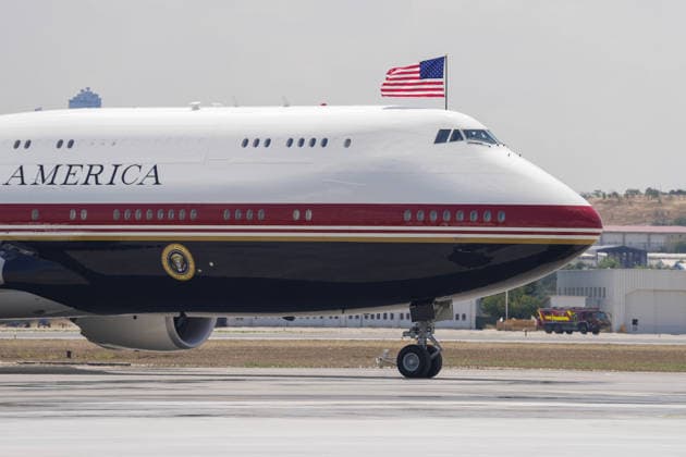 US President Donald Trump arrives in Ankara ANKARA, TURKIYE - JULY 07: The plane carrying US President Donald Trump lands at Ankara Airport ahead of the 36th NATO Heads of State and Government Summit in Ankara, Turkiye, on July 07, 2026. Osmancan Gurdogan Anadolu Ankara Turkey. Editorial use only. Please get in touch for any other usage.  Copyright: x2026xAnadoluxOsmancanxGurdoganx