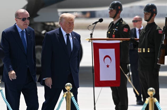 US President Donald Trump in Ankara ANKARA, TURKIYE - JULY 07: Turkish President Recep Tayyip Erdogan welcomes US President Donald Trump, who is paying an official visit to Turkiye ahead of the 36th NATO Heads of State and Government Summit, at Ankara Airport in Ankara, Turkiye, on July 07, 2026. Abdullah Guclu Anadolu Ankara Turkey. Editorial use only. Please get in touch for any other usage.  Copyright: x2026xAnadoluxAbdullahxGuclux