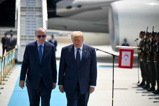 US President Donald Trump in Ankara ANKARA, TURKIYE - JULY 7: Turkish President Recep Tayyip Erdogan welcomes US President Donald Trump, who is paying an official visit to Turkiye ahead of the 36th NATO Heads of State and Government Summit, at Ankara Airport in Ankara, Turkiye, on July 07, 2026. Dogukan Keskinkilic Anadolu Ankara Turkey. Editorial use only. Please get in touch for any other usage.  Copyright: x2026xAnadoluxDogukanxKeskinkilicx