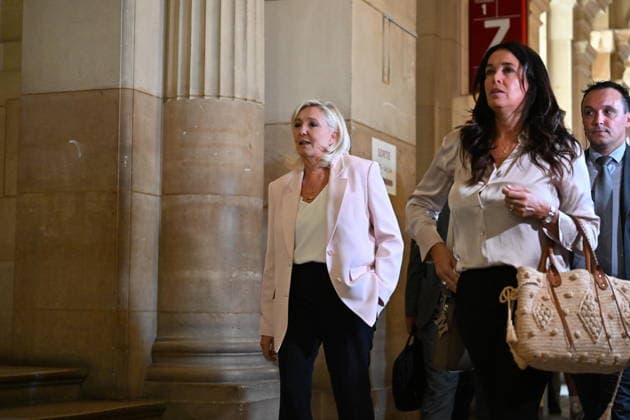 French far-right leader Marine Le Pen arrives at Paris courthouse for verdict in appeal trial PARIS, FRANCE - JULY 7: Member of parliament for the far-right Rassemblement National (National Rally - RN) party Marine Le Pen arrives ahead of the hearing for the verdict in her appeal trial at the Paris courthouse on the Ile de la Cite, in Paris, France on July 7, 2026. Mustafa Yalcin Anadolu Paris World. Editorial use only. Please get in touch for any other usage.  Copyright: x2026xAnadoluxMustafaxYalcinx