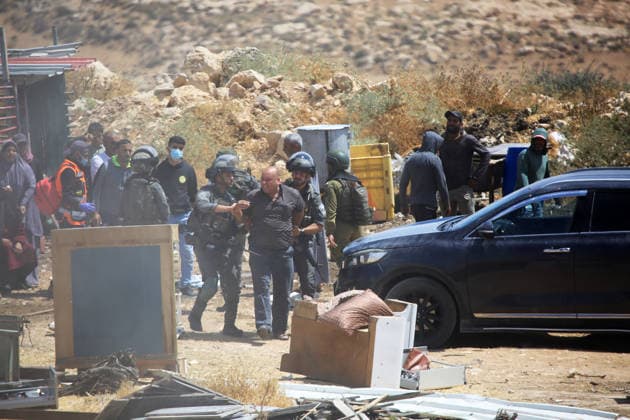 Israeli authorities demolish homes in Yatta south of Hebron Palestinians inspect demolished homes after Israeli authorities carried out demolition operations in the Yatta area, south of Hebron, in the occupied West Bank, on July 7, 2026. According to local sources, several homes were demolished on the grounds of lacking building permits, leaving a number of families displaced and causing damage to property. Photo by Mamoun Wazwaz apaimages Hebron West Bank Palestinian Territory 070726_Hebron_MW_00(29) Copyright: xapaimagesxMamounxWazwazx xapaimagesx