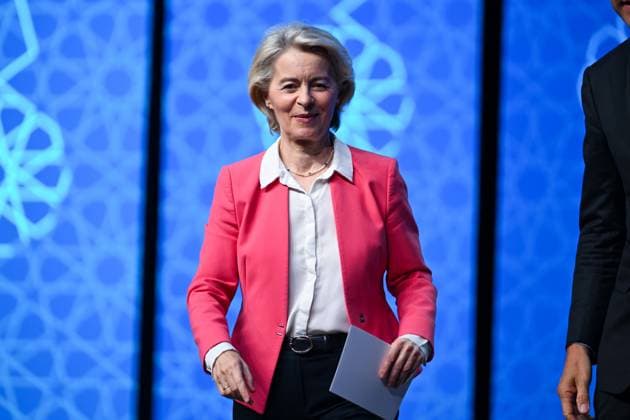 NATO Ankara Summit opens with Defense Industry Forum ANKARA, TURKIYE - JULY 07: European Commission President Ursula von der Leyen delivers remarks at the Defense Industry Forum, held as part of the 36th NATO Heads of State and Government Summit in Ankara, Turkiye, on July 07, 2026. The forum focuses on transatlantic defense production and related investments. Ismail Aslandag Anadolu Ankara Turkey. Editorial use only. Please get in touch for any other usage.  Copyright: x2026xAnadoluxIsmailxAslandagx