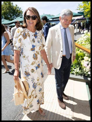 . 07 07 2026. London, United Kingdom. Michael and Carole Middleton arriving on day nine of the Wimbledon Tennis Championships in London.  xStephenxLockx xi-Imagesx IIM-26890-0013