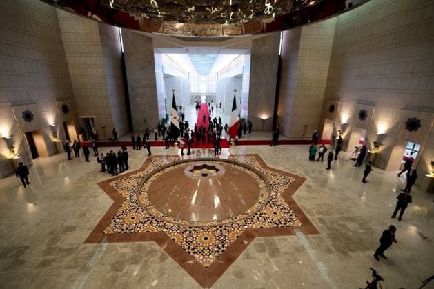 President Macron with President al-Sharaa Meeting - Damascus This photograph shows a general view of the Syrian presidential People s Palace ahead of France s President s and Syria s President s meeting in Damascus on July 7, 2026. Syria s President Ahmed al-Sharaa hailed France s constructive role in the transition since the toppling of longtime ruler Bashar al-Assad, as French leader Emmanuel Macron made the first post-conflict visit to Damascus by a Western European leader. Photo by Ludovic Marin Pool ABACAPRESS.COM Damascus Syria  Copyright: xMarinxLudovic Pool ABACAx