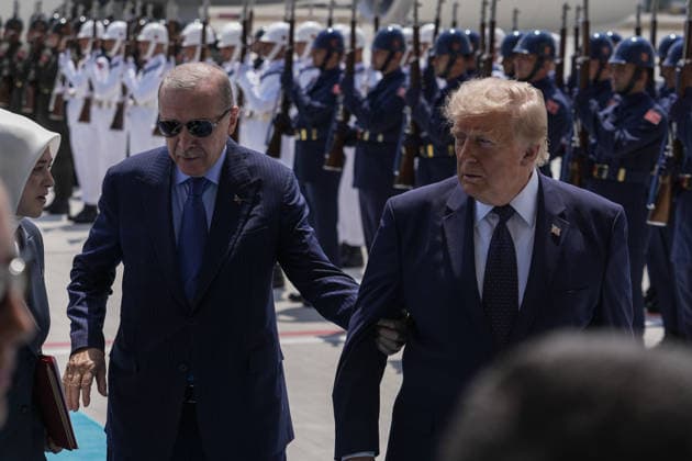 Turkish President Recep Tayyip Erdogan welcomes US President Donald Trump in Ankara ANKARA, TURKIYE - JULY 07: Turkish President Recep Tayyip Erdogan welcomes US President Donald Trump at Ankara Airport, who is paying an official visit to Turkiye ahead of the 36th NATO Heads of State and Government Summit in Ankara, Turkiye, on July 07, 2026. Osmancan Gürdogan Anadolu Ankara Turkey. Editorial use only. Please get in touch for any other usage.  Copyright: x2026xAnadoluxOsmancanxGürdoÄüanx
