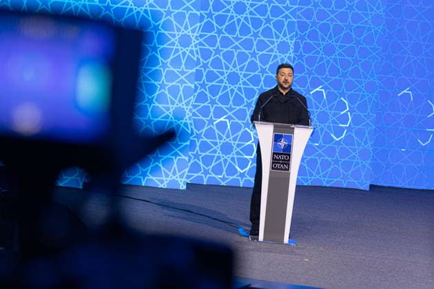 July 7, 2026, Ankara, Turkey: Ukrainian President Volodymyr Zelenskyy speaks during the NATO Defence Industry Forum. Ankara Turkey - ZUMAl194 20260707_zip_l194_013 Copyright: xMarekxLadzinskix