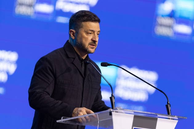 July 7, 2026, Ankara, Turkey: Ukrainian President Volodymyr Zelenskyy speaks during the NATO Defence Industry Forum. Ankara Turkey - ZUMAl194 20260707_zip_l194_018 Copyright: xMarekxLadzinskix