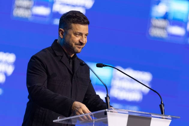 July 7, 2026, Ankara, Turkey: Ukrainian President Volodymyr Zelenskyy speaks during the NATO Defence Industry Forum. Ankara Turkey - ZUMAl194 20260707_zip_l194_019 Copyright: xMarekxLadzinskix