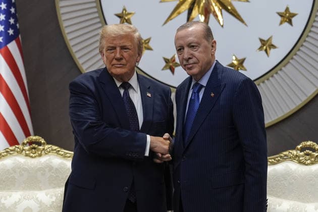 Turkish President Recep Tayyip Erdogan welcomes US President Donald Trump in Ankara ANKARA, TURKIYE - JULY 07: Turkish President Recep Tayyip Erdogan welcomes US President Donald Trump at Ankara Airport, who is paying an official visit to Turkiye ahead of the 36th NATO Heads of State and Government Summit in Ankara, Turkiye, on July 07, 2026. Osmancan Gürdogan Anadolu Ankara Turkey. Editorial use only. Please get in touch for any other usage.  Copyright: x2026xAnadoluxOsmancanxGürdoÄüanx