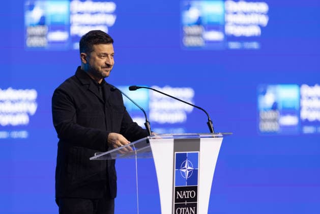 July 7, 2026, Ankara, Turkey: Ukrainian President Volodymyr Zelenskyy speaks during the NATO Defence Industry Forum. Ankara Turkey - ZUMAl194 20260707_zip_l194_020 Copyright: xMarekxLadzinskix