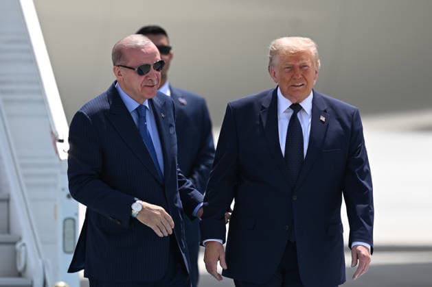 US President Donald Trump arrives in Ankara for NATO Summit ANKARA, TURKIYE - JULY 07: Turkish President Recep Tayyip Erdogan welcomes US President Donald Trump at Ankara Airport, who is paying an official visit to Turkiye ahead of the 36th NATO Heads of State and Government Summit in Ankara, Turkiye, on July 07, 2026. Muhammed Abdullah Kurtar Anadolu Ankara Turkey. Editorial use only. Please get in touch for any other usage.  Copyright: x2026xAnadoluxMuhammedxAbdullahxKurtarx