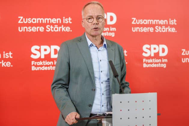 Statement SPD Matthias Miersch SPD Vorsitzender, bei einem Statement SPD am 07.07.26 in Berlin. Berlin Berlin Deutschland Reichstag *** Statement by Matthias Miersch, SPD Chairman, during an SPD press conference on July 7, 2026, in Berlin, Berlin, Berlin, Germany, at the Reichstag