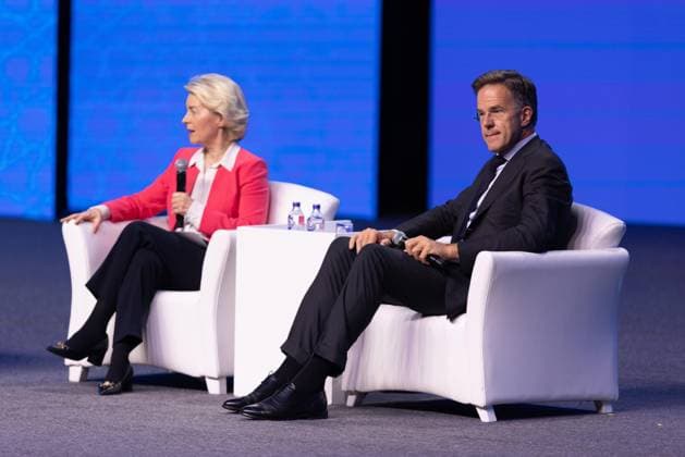 July 7, 2026, Ankara, Turkey: European Commission President Ursula von der Leyen takes part in a discussion with NATO Secretary General Mark Rutte during the NATO Defence Industry Forum. Ankara Turkey - ZUMAl194 20260707_zip_l194_038 Copyright: xMarekxLadzinskix
