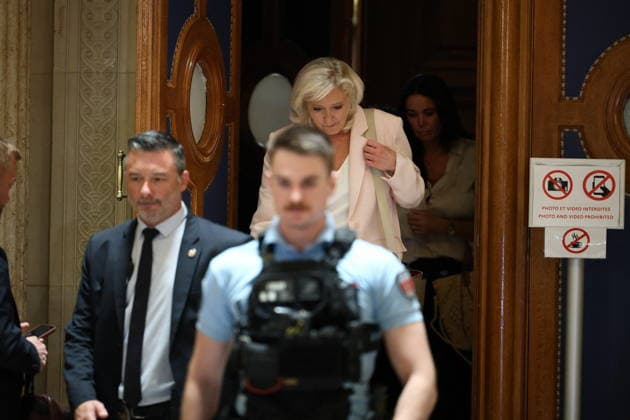 Marine Le Pen Appeal Trial Decision - Paris French far-right Rassemblement National (RN) party, Marine Le Pen leaving Paris courthouse after the decision on the appeal trial of President of the parliamentary group of the French far-right Rassemblement National (RN) party, Marine Le Pen and officials of French far-right Rassemblement National (RN) party on suspicion of embezzlement of European public funds, in Paris on July 7, 2026. The appeal comes after a court last year barred Le Pen from running for office for five years over a European Parliament fake-jobs scam involving her and other officials from her National Rally party. Photo by Florian Poitout ABACAPRESS.COM Paris Ile-de-France France  Copyright: xLafarguexRaphael ABACAx