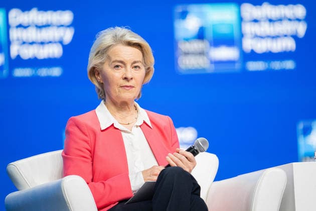 Ursula von der Leyen and Mark Rutte during NATO Summit - Ankara AJ European Commission President Ursula von der Leyen speaks during the Defence Industry Forum at the 36th NATO (OTAN) Heads of State and Government Summit in Ankara, Turkiye on July 7, 2026. Photo by Alexis Jumeau ABACAPRESS.COM. Ankara  Copyright: xJumeauxAlexis ABACAx
