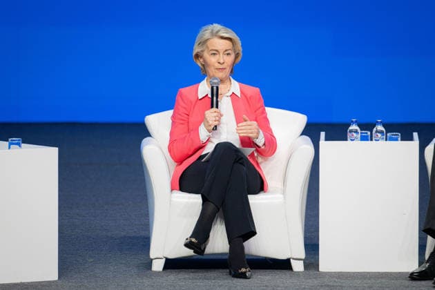 Ursula von der Leyen and Mark Rutte during NATO Summit - Ankara AJ European Commission President Ursula von der Leyen speaks during the Defence Industry Forum at the 36th NATO (OTAN) Heads of State and Government Summit in Ankara, Turkiye on July 7, 2026. Photo by Alexis Jumeau ABACAPRESS.COM. Ankara  Copyright: xJumeauxAlexis ABACAx