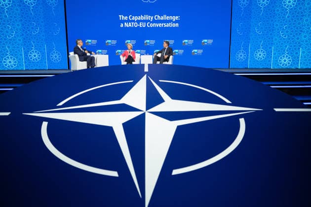 Ursula von der Leyen and Mark Rutte during NATO Summit - Ankara AJ European Commission President Ursula von der Leyen and NATO Secretary General Mark Rutte speaks during the Defence Industry Forum at the 36th NATO (OTAN) Heads of State and Government Summit in Ankara, Turkiye on July 7, 2026. Photo by Alexis Jumeau ABACAPRESS.COM. Ankara  Copyright: xJumeauxAlexis ABACAx