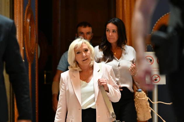 French court shortens Le Pen s ineligibility ban, allowing 2027 presidential run PARIS, FRANCE - JULY 7: Member of parliament for the Rassemblement National (National Rally - RN) party French far-right leader Marine Le Pen exits after the verdict in her appeal trial at the Paris courthouse on the Ile de la Cite in Paris, France, on July 7, 2026. The Paris Court of Appeal on Tuesday shortened National Rally leader Marine Le Pen s ineligibility ban to 45 months, with 30 months suspended, clearing the way for her to run in the 2027 presidential election. After finding her guilty of misusing public funds, the appeals court sentenced Le Pen to 45 months of ineligibility, 30 months of which were suspended, according to Le Monde. Mustafa Yalcin  Copyright: x2026xAnadoluxMustafaxYalcinx