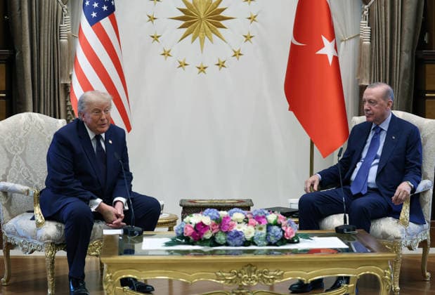 Turkish President Erdogan welcomes US President Trump with official ceremony in Ankara ANKARA, TURKIYE - JULY 7: (----EDITORIAL USE ONLY MANDATORY CREDIT - TURKISH PRESIDENCY MURAT KULA HANDOUT - NO MARKETING NO ADVERTISING CAMPAIGNS - DISTRIBUTED AS A SERVICE TO CLIENTS----) Turkish President Recep Tayyip Erdogan meets with US President Donald Trump, who is paying an official visit to Turkiye ahead of the 36th NATO Heads of State and Government Summit, at the Presidential Complex in Ankara, Turkiye on July 7, 2026. TUR Presidency Murat Kula Anadolu Ankara Turkey. Editorial use only. Please get in touch for any other usage.  Copyright: x2026xAnadoluxTURxPresidencyx xMuratxKulax