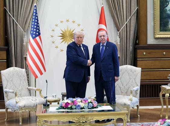 Turkish President Erdogan welcomes US President Trump with official ceremony in Ankara ANKARA, TURKIYE - JULY 7: (----EDITORIAL USE ONLY MANDATORY CREDIT - TURKISH PRESIDENCY MURAT KULA HANDOUT - NO MARKETING NO ADVERTISING CAMPAIGNS - DISTRIBUTED AS A SERVICE TO CLIENTS----) Turkish President Recep Tayyip Erdogan meets with US President Donald Trump, who is paying an official visit to Turkiye ahead of the 36th NATO Heads of State and Government Summit, at the Presidential Complex in Ankara, Turkiye on July 7, 2026. TUR Presidency Murat Kula Anadolu Ankara Turkey. Editorial use only. Please get in touch for any other usage.  Copyright: x2026xAnadoluxTURxPresidencyx xMuratxKulax