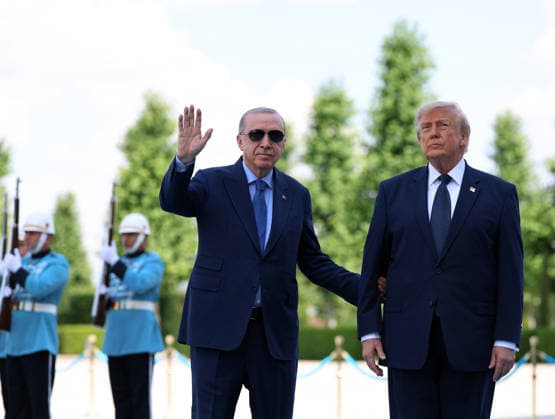 Turkish President Erdogan welcomes US President Trump with official ceremony in Ankara ANKARA, TURKIYE - JULY 7: (----EDITORIAL USE ONLY MANDATORY CREDIT - TURKISH PRESIDENCY MURAT KULA HANDOUT - NO MARKETING NO ADVERTISING CAMPAIGNS - DISTRIBUTED AS A SERVICE TO CLIENTS----) Turkish President Recep Tayyip Erdogan welcomes US President Donald Trump, who is paying an official visit to Turkiye for the 36th NATO Heads of State and Government Summit, with an official ceremony at Presidential Complex in Ankara, Turkiye, on July 7, 2026. TUR Presidency Murat Kula Anadolu Ankara Turkey. Editorial use only. Please get in touch for any other usage.  Copyright: x2026xAnadoluxTURxPresidency MuratxKulax